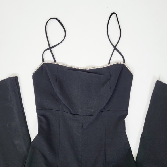 Y2K Rhinestone Flared Jumpsuit Spaghetti Straps Square neckline bell bottoms - Picture 8 of 16